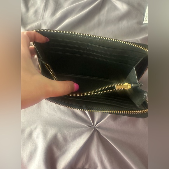 Coach Long Zip Around Wallet- Black Leather with Gold Studs - Picture 4 of 5